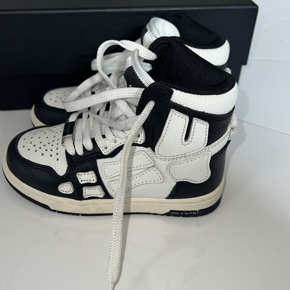 AMIRI Toddler High Top Genuine Leather Skull Bone Sneakers Size 9C - Picture 9 of 14